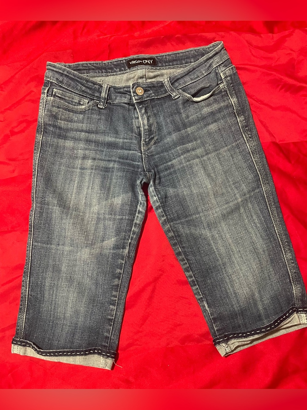 Only Women’s Dark Blue Cropped Denim Shorts